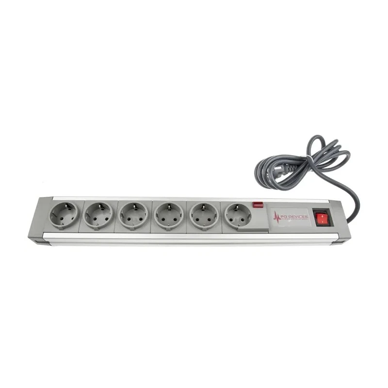 RS PRO 2 m 6 Socket Type F German Schuko Trailing Socket, 250V AC, Surge Protected, Switched 374-200