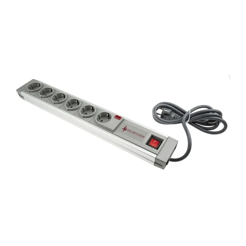 RS PRO 2 m 6 Socket Type F German Schuko Trailing Socket, 250V AC, Surge Protected, Switched 374-200