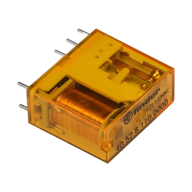 Finder Power Relay DPDT 110V AC Coil Voltage 8A Switching Current PCB Mount 40.52.8.110.0000