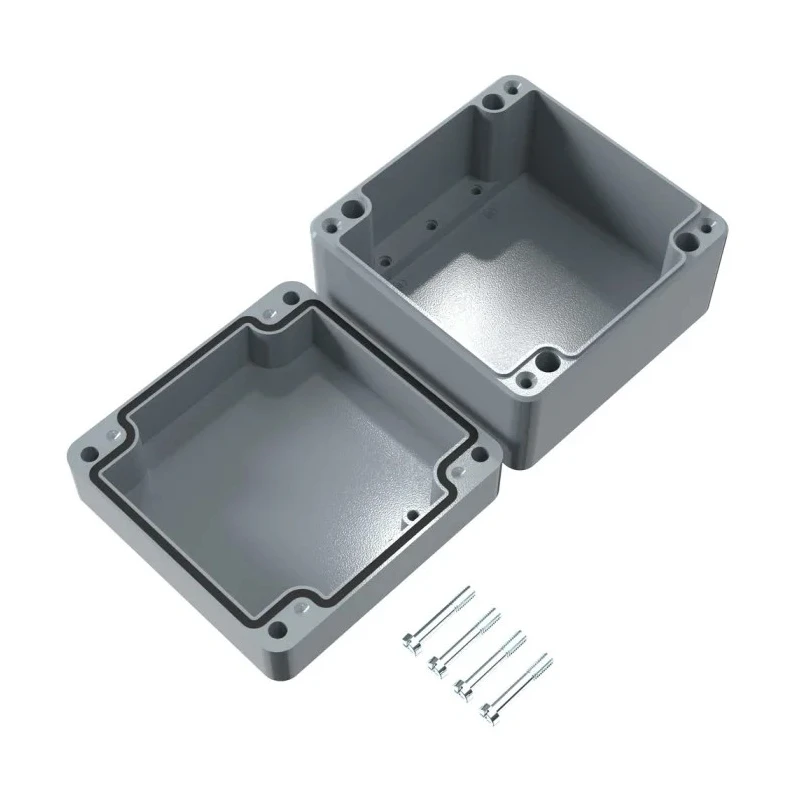 Rose Aluminium Standard Series Grey Grey Lid Die Cast Aluminium Enclosure, IP66, IK09, 140 mm x 140 mm x 140 mm 01141409