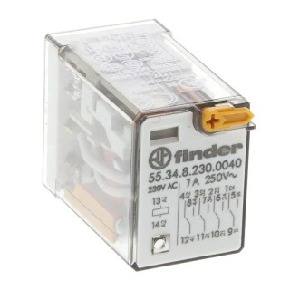 Finder Power Relay 230V AC Coil 7A Switching Current 4PDT Contact Configuration 55 Series 55.34.8.230.0040
