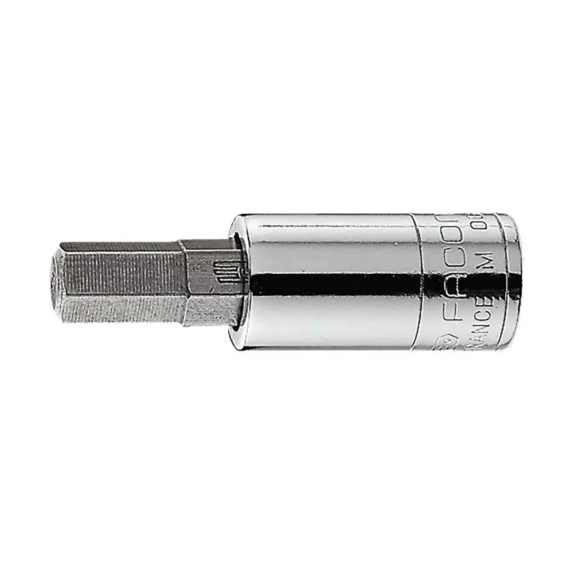 Facom 1/4 in Drive 6 mm 6 Point Square Socket, Bright Chrome with Phosphate Finish, Chrome Vanadium Steel, 37mm Overall RT.6