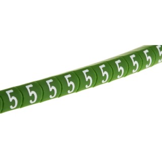HellermannTyton Helagrip Slide-On Cable Marker White, Pre-Printed "5", 3 mm Max Cable Diameter, 1 mm Min Cable 901-10272