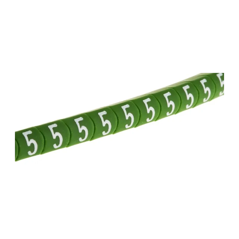 HellermannTyton Helagrip Slide-On Cable Marker White, Pre-Printed "5", 3 mm Max Cable Diameter, 1 mm Min Cable 901-10272