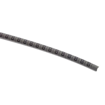 HellermannTyton Helagrip Slide-On Pre-Printed Cable Marker Black Legend 8, Fits 1mm to 3mm Cable Grey PVC Material 901-10275