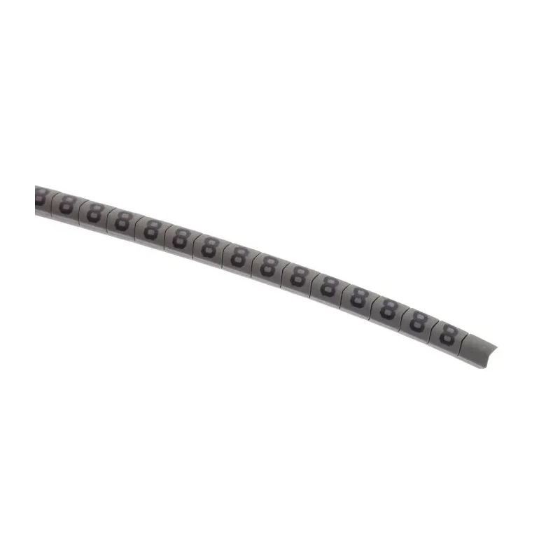 HellermannTyton Helagrip Slide-On Pre-Printed Cable Marker Black Legend 8, Fits 1mm to 3mm Cable Grey PVC Material 901-10275