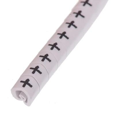 HellermannTyton Helagrip Slide-On Cable Marker, Black, Pre-Printed "+", for 1-3 mm Cable, PVC Material, 901-10283