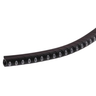 HellermannTyton Helagrip Slide-On Cable Marker, White Pre-Printed "0" for 4 mm to 9 mm Cable Black 901-10305