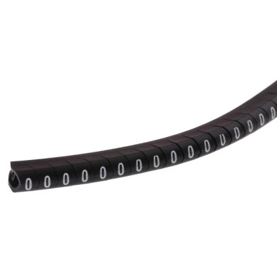 HellermannTyton Helagrip Slide-On Cable Marker, White Pre-Printed "0" for 4 mm to 9 mm Cable Black 901-10305