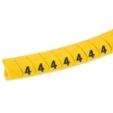 HellermannTyton Helagrip Slide-On Cable Marker, Pre-Printed Black '4', Yellow Marker, Fits 4 mm to 9 mm Cable 901-10309