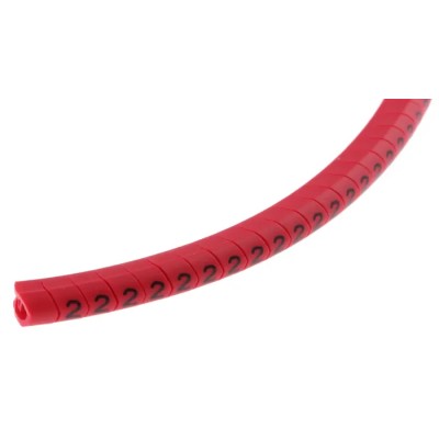 HellermannTyton Helagrip Pre-Printed Slide-On Cable Marker Black Legend "2" for 4-9 mm Cable Diameter 901-10307