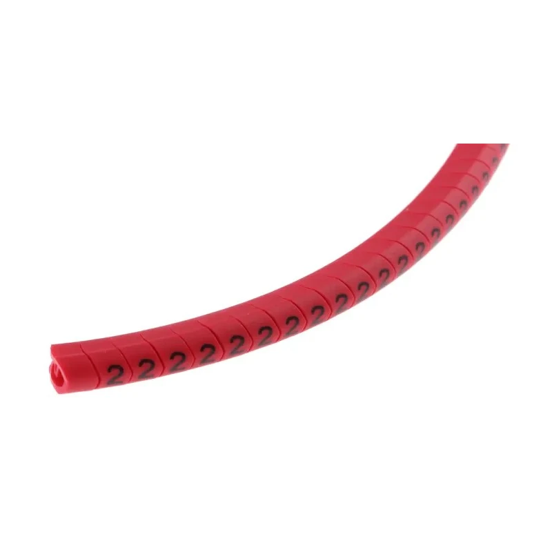 HellermannTyton Helagrip Pre-Printed Slide-On Cable Marker Black Legend "2" for 4-9 mm Cable Diameter 901-10307