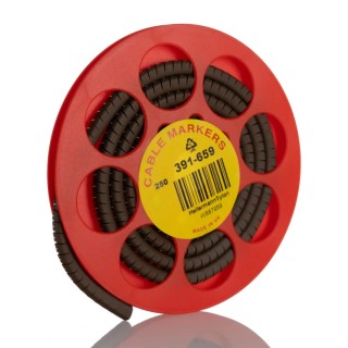 HellermannTyton Helagrip Slide-On Pre-Printed Cable Marker, White Legend "1", Brown PVC, 4-9 mm Cable Diameter, 901-10306