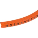 HellermannTyton Helagrip Slide-On Cable Marker, Black Legend, Pre-Printed "3", 4 mm to 9 mm Cable Diameter, Orange 901-10308