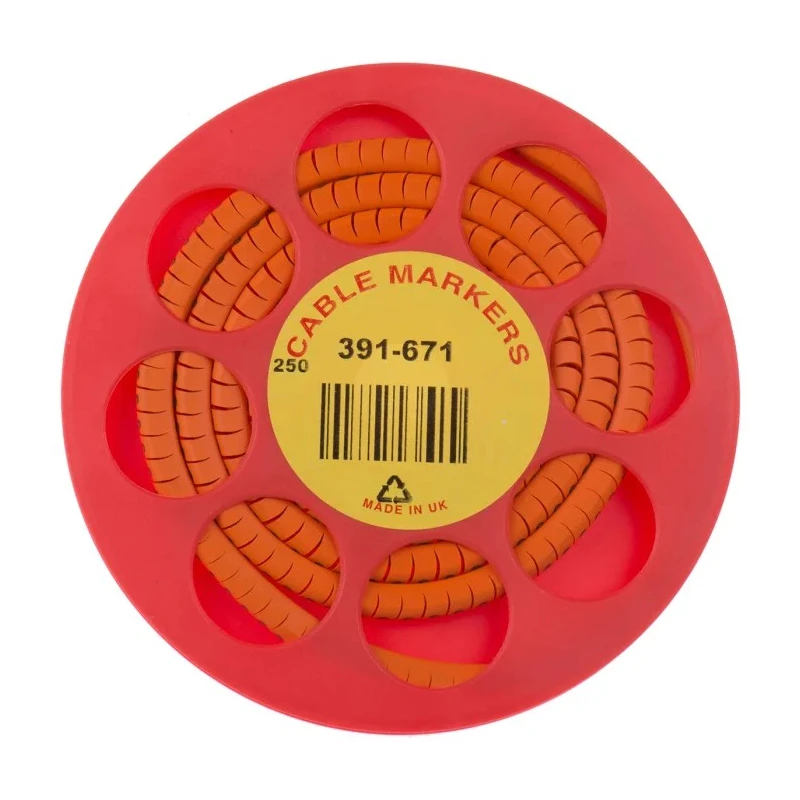 HellermannTyton Helagrip Slide-On Cable Marker, Black Legend, Pre-Printed "3", 4 mm to 9 mm Cable Diameter, Orange 901-10308