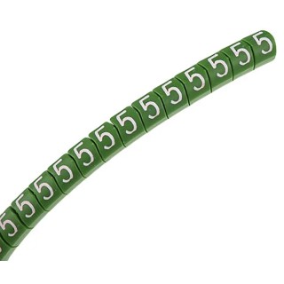 HellermannTyton Helagrip Slide-On Cable Marker Pre-Printed Legend 5, Green Marker, White Legend, Fits 4-9 mm 901-10310