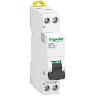 Schneider Electric Miniature Circuit Breaker 1-Pole 1A Type C 230V AC 6kA Breaking Capacity A9P22601