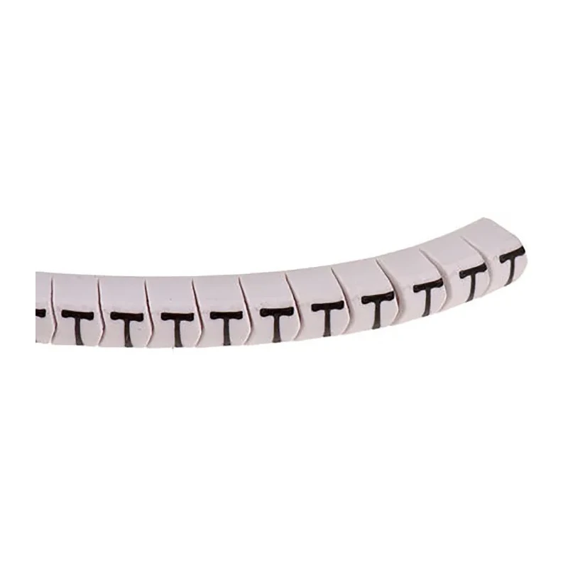 HellermannTyton Helagrip Slide-On Cable Marker, Black, Pre-Printed "T", Suitable for 4 mm to 9 mm Cable, PVC, 105°C 901-10317