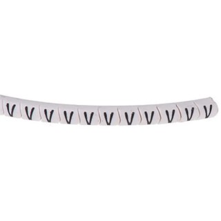 HellermannTyton Helagrip Slide-On Pre-Printed Cable Marker, Black Legend 'V', 4 mm - 9 mm Cable Diameter, White 901-10319