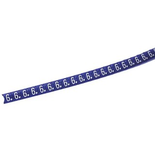 HellermannTyton Helagrip PVC Slide-On Cable Marker Blue for 4-9 mm Cables, Pre-Printed '6', White Legend, 901-10311