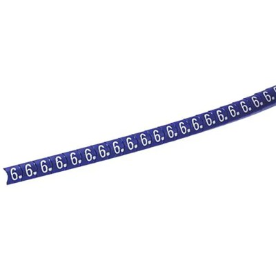 HellermannTyton Helagrip PVC Slide-On Cable Marker Blue for 4-9 mm Cables, Pre-Printed '6', White Legend, 901-10311