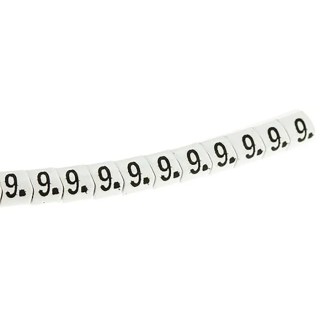 HellermannTyton Helagrip Slide-On Cable Marker Pre-Printed Black Legend 9 for 4mm to 9mm Cable, White Marker Colour 90110314