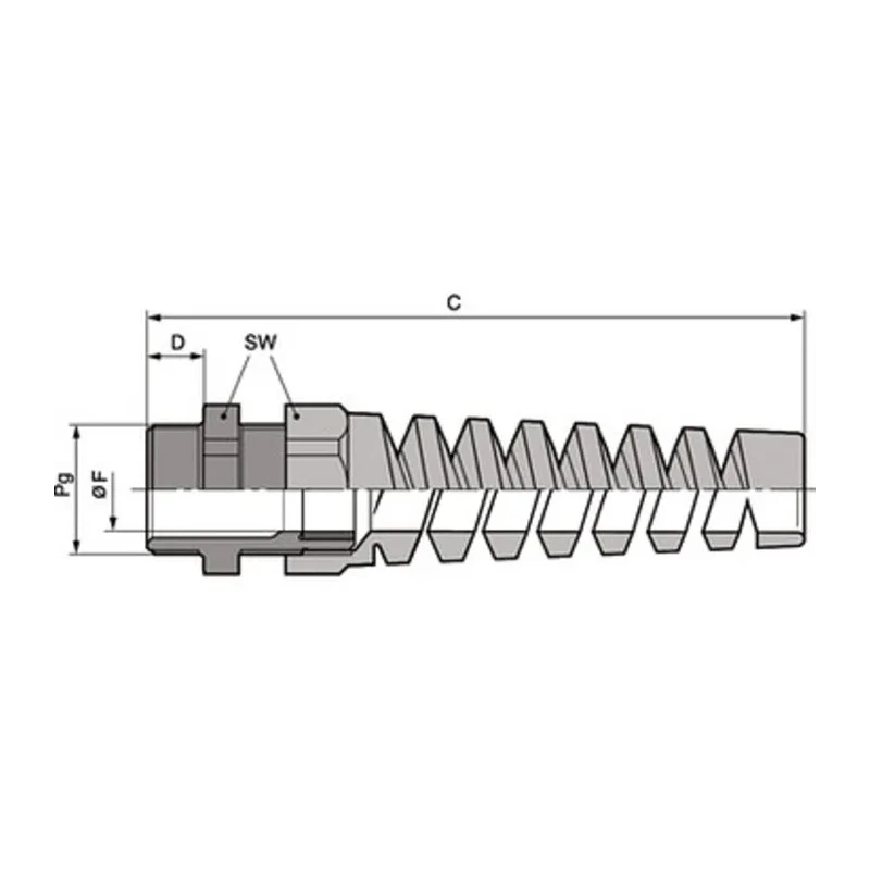 Lapp SKINTOP Series Cable Gland PG16, Spiral Support, IP68 Protection, 9–14mm Cable Diameter PG16