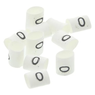 TE Connectivity Heat Shrink Pre-Printed Cable Marker White, Legend "0", Fits 1 mm to 3 mm Cable TRSA-1019/C/1/0