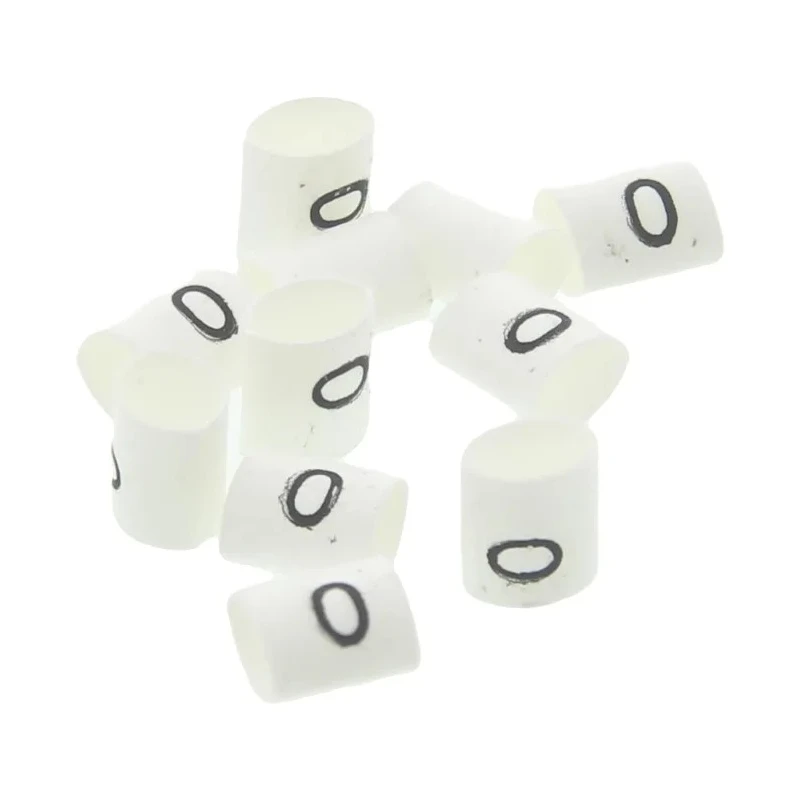 TE Connectivity Heat Shrink Pre-Printed Cable Marker White, Legend "0", Fits 1 mm to 3 mm Cable TRSA-1019/C/1/0