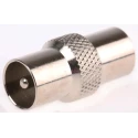 RS PRO Straight Coaxial Adapter TV Plug Male to TV Plug Male 24mm Length Nickel Plated Brass Contact 392-661