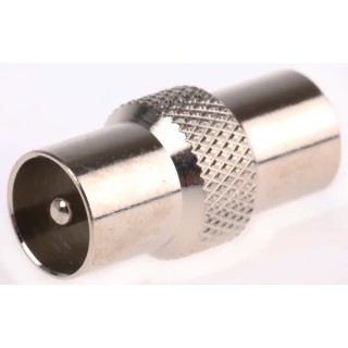 RS PRO Straight Coaxial Adapter TV Plug Male to TV Plug Male 24mm Length Nickel Plated Brass Contact 392-661