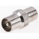 RS PRO Straight Coaxial Adapter TV Plug Male to TV Plug Male 24mm Length Nickel Plated Brass Contact 392-661