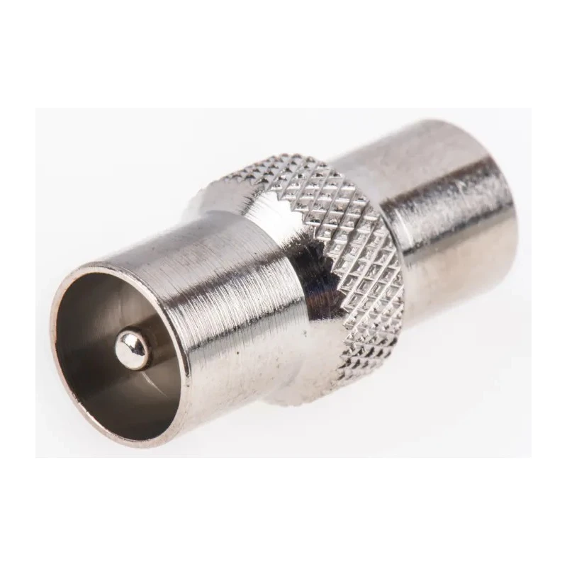 RS PRO Straight Coaxial Adapter TV Plug Male to TV Plug Male 24mm Length Nickel Plated Brass Contact 392-661