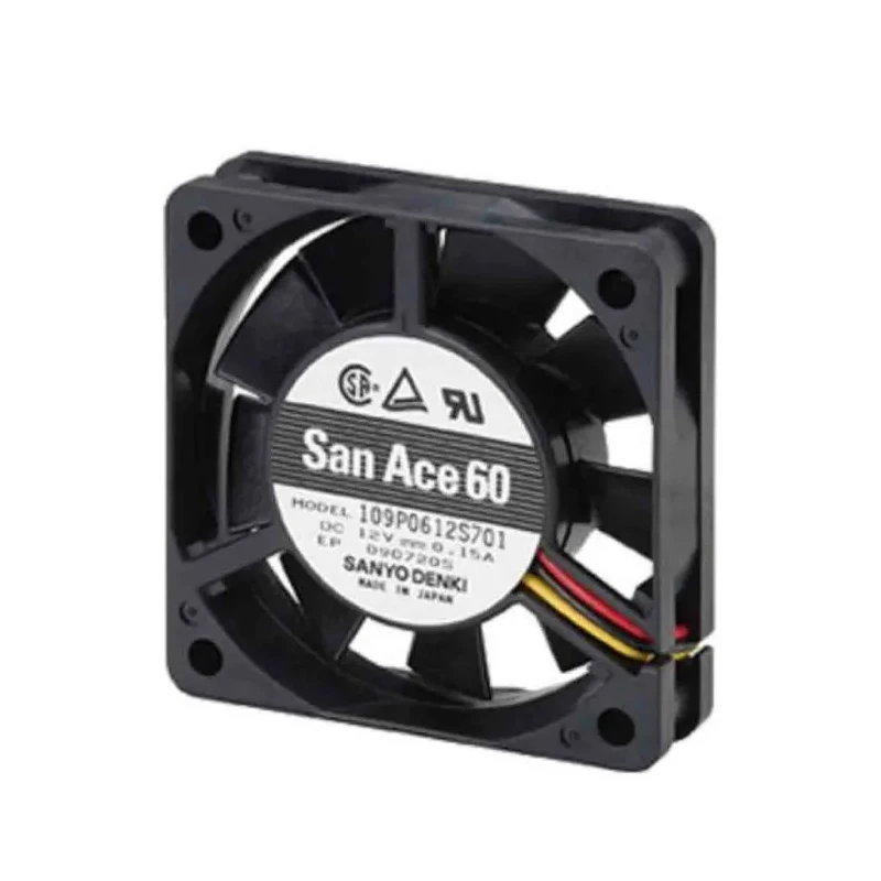 Sanyo Denki 109P Series Axial Fan, 24V DC, 1.44W Power, 14.1 CFM Air Flow, 6300 RPM, 60mm Frame, Ball Bearing 109P0624H701