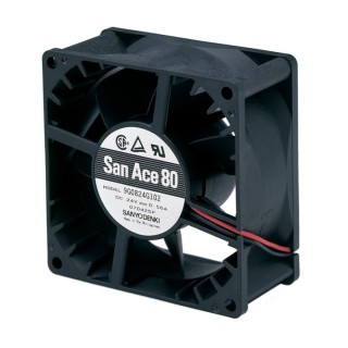 Sanyo Denki 9G Series Axial Fan, 24V DC, 13.4W Power, 560mA Max Current, 152.9 m³/h Air Flow, 80mm x 80mm x 38mm 9G0824G101