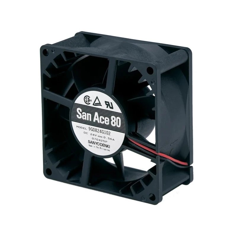 Sanyo Denki 9G Series Axial Fan, 24V DC, 13.4W Power, 560mA Max Current, 152.9 m³/h Air Flow, 80mm x 80mm x 38mm 9G0824G101