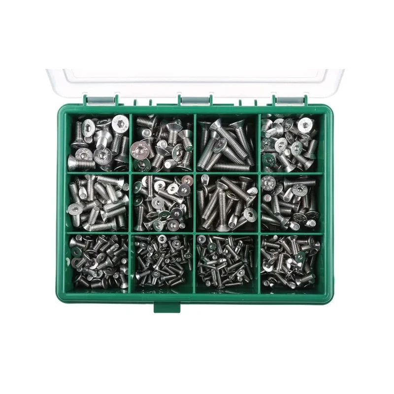 RS PRO Stainless Steel 410 Piece Flat Head Hex Socket Drive Screw and Bolt Kit 393-179