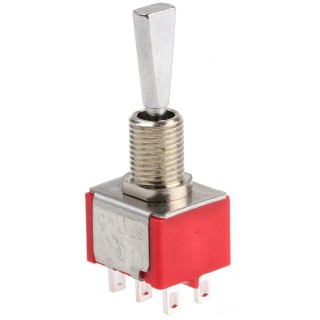 RS PRO Panel Mount Toggle Switch On-Off-On DPDT 5A 26V DC 112V AC Brass Actuator 394-425