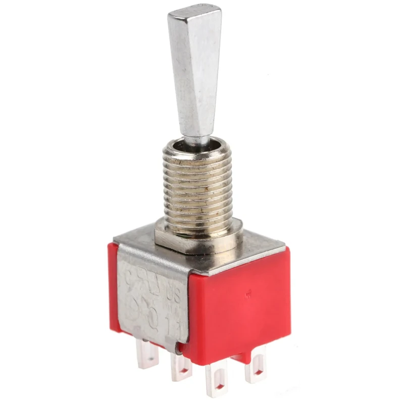 RS PRO Panel Mount Toggle Switch On-Off-On DPDT 5A 26V DC 112V AC Brass Actuator 394-425