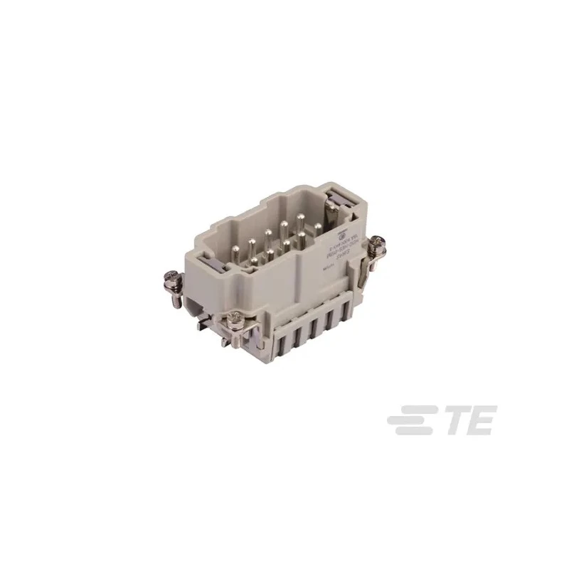 TE Connectivity Heavy Duty Power Connector Insert 16A 500V Panel Mount Male 10 Contacts HDC HE Series T2040103101-000