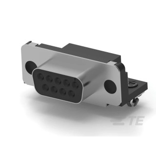 TE Connectivity 9 Way Right Angle 2.74 mm Pitch Through Hole D-Sub Connector Female 747844-3