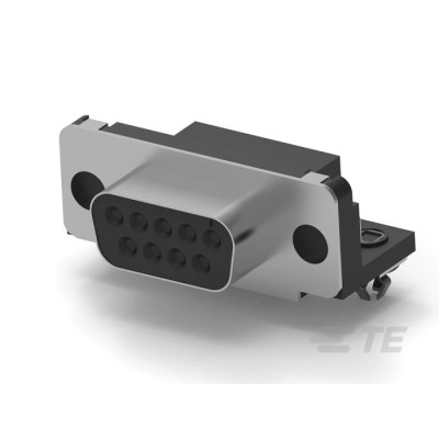TE Connectivity 9 Way Right Angle 2.74 mm Pitch Through Hole D-Sub Connector Female 747844-3