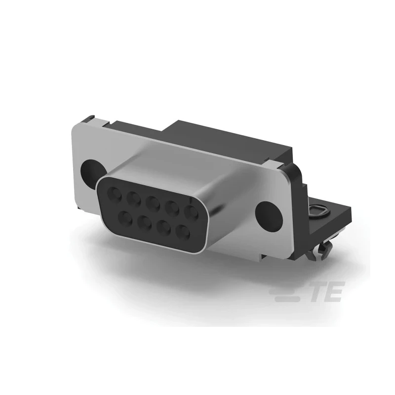 TE Connectivity 9 Way Right Angle 2.74 mm Pitch Through Hole D-Sub Connector Female 747844-3