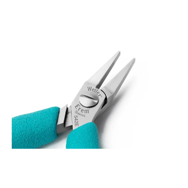 Weller Erem 1-Piece Long Nose Plier Flat Nose, 120mm Overall Length, 23mm Jaw, ESD Safe 542E