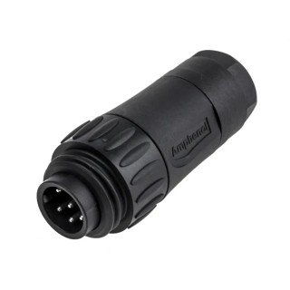 Amphenol Industrial Circular Connector, 6 Contacts, Cable Mount, Plug Male, Threaded Coupling, 10A, 250V C016 30H006 110 12