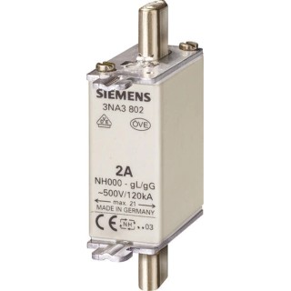 Siemens 20A NH Fuse NH000 500V AC High Rupture Capacity Tag Fuse