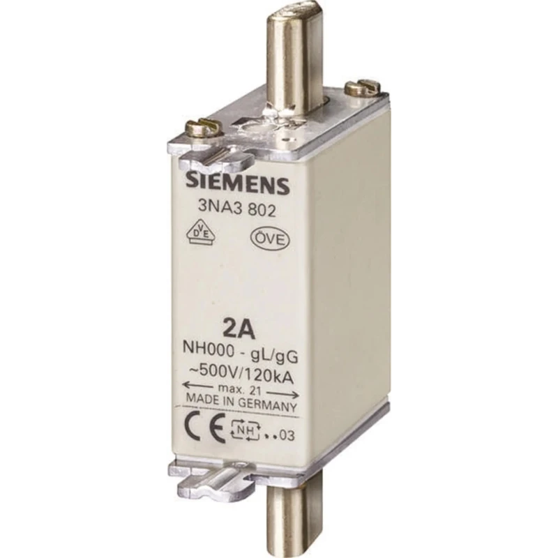 Siemens 20A NH Fuse NH000 500V AC High Rupture Capacity Tag Fuse 