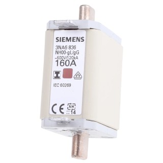 Siemens 160A NH Fuse NH00 500V AC High Rupture Capacity Tag Fuse 