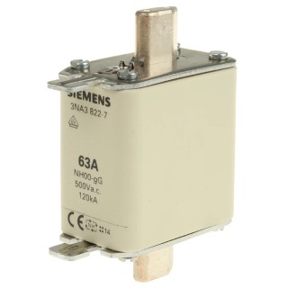 Siemens 63A NH Fuse NH00 500V AC High Rupture Capacity Tag Fuse 