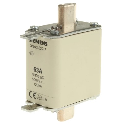 Siemens 63A NH Fuse NH00 500V AC High Rupture Capacity Tag Fuse 